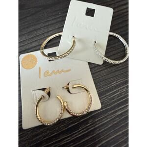 “I am…” Gold Plated and Silver Plated Hoop and Rhinestone Earring Bundle (2)